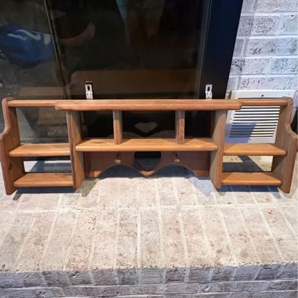 Large Wood Wall Shelf Cottage Heart Shelf 40” Display Shelf with Peg Hooks - Picture 5 of 7